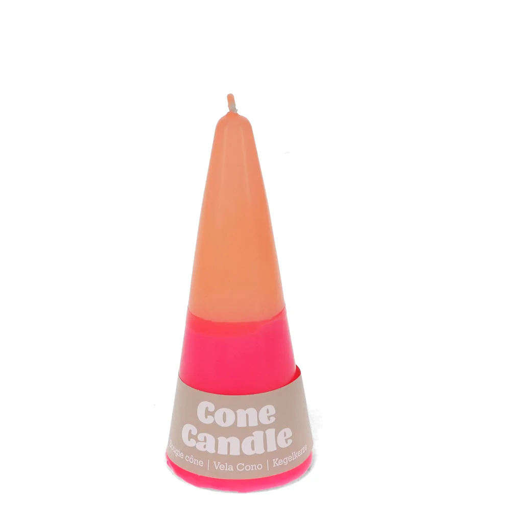 vela pequeña en forma de cono de dos colores - rosa-naranja