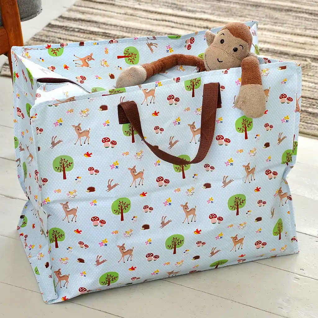 bolso jumbo de almacenamiento azul woodland creatures