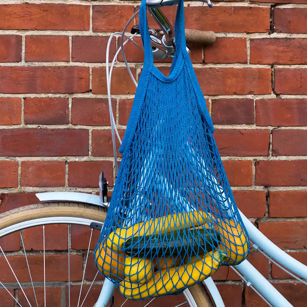 sac filet à provision bleu grec en coton biologique