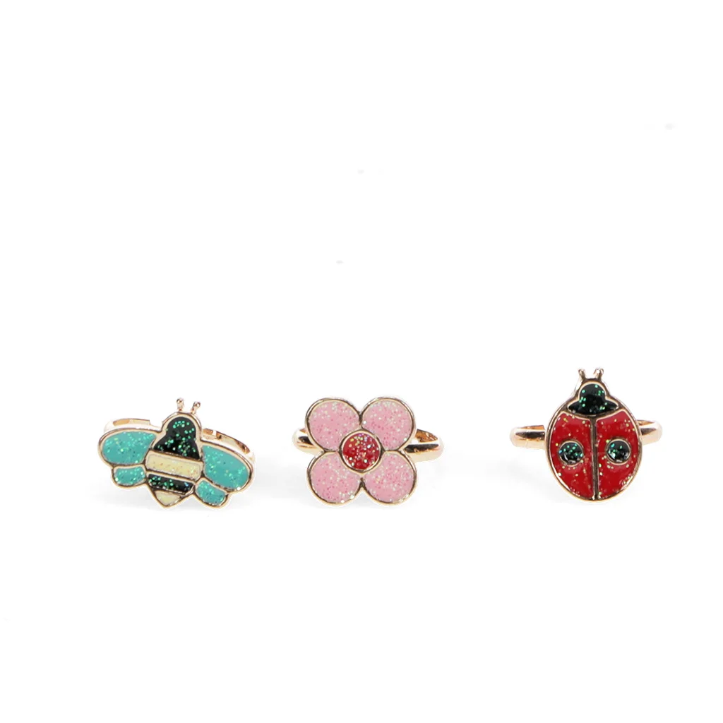 anillos con purpurina (set de 3) - ladybird