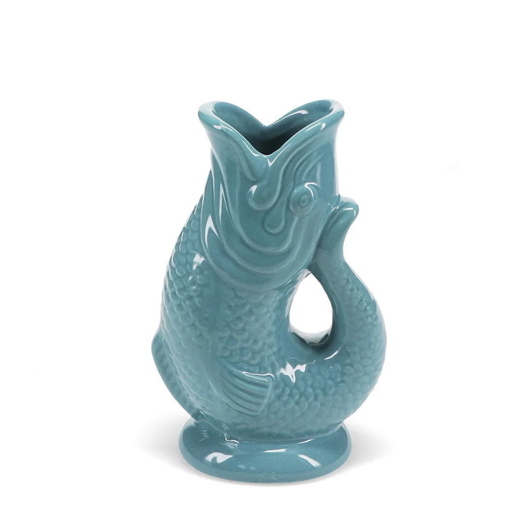 ceramic fish vase - blue