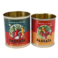 medium retro style storage tins (set of 2) - passata
