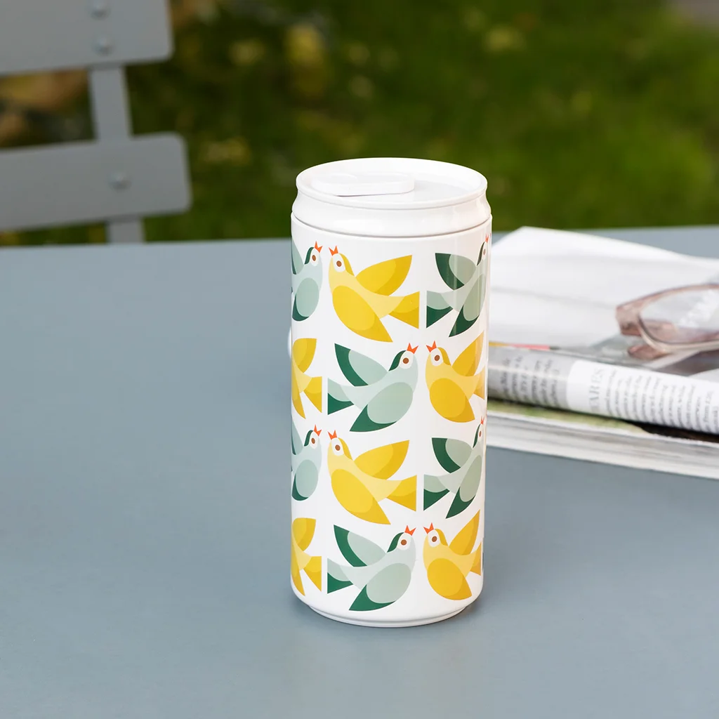 reusable eco can water bottle (330ml) - love birds