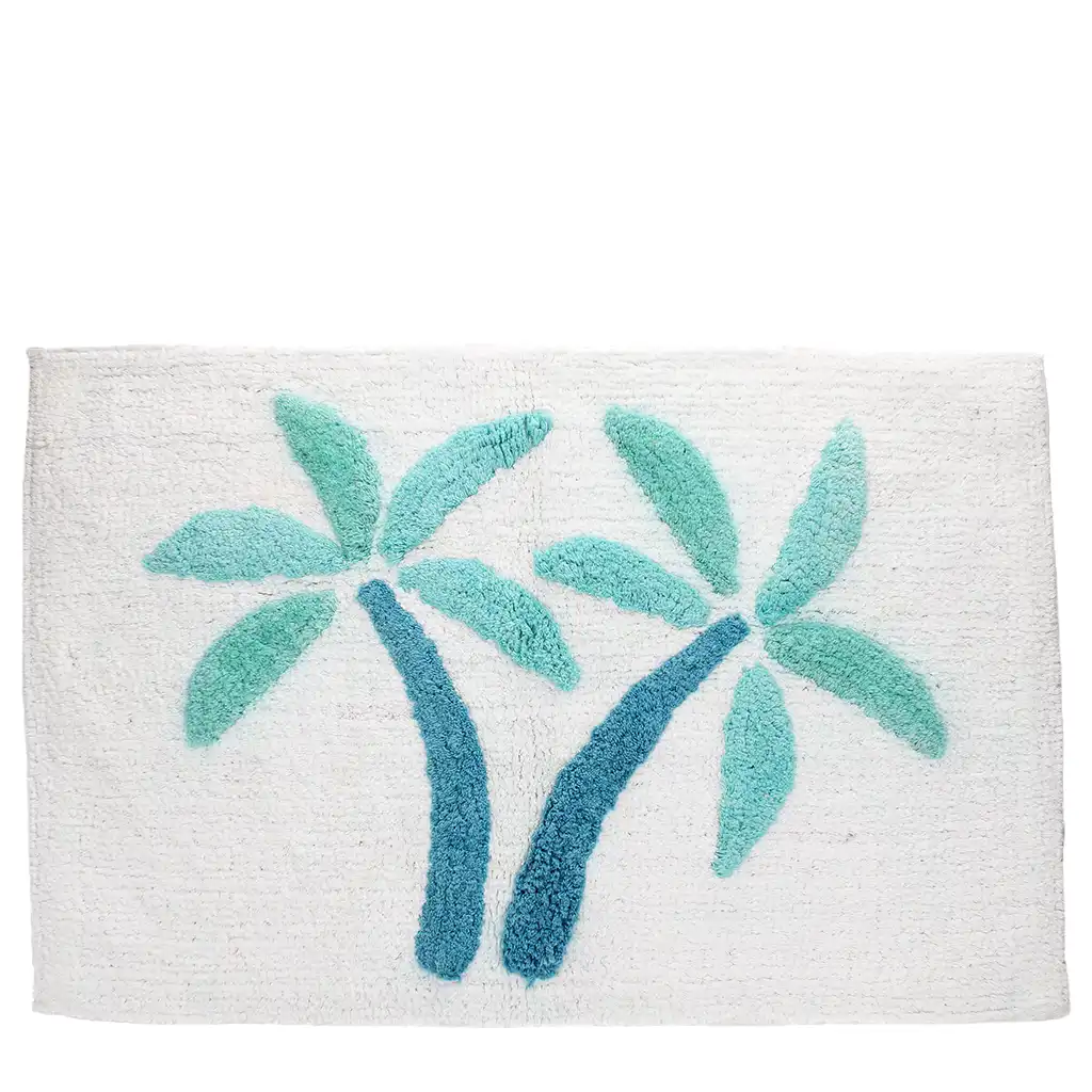 tufted cotton bath mat - palm trees