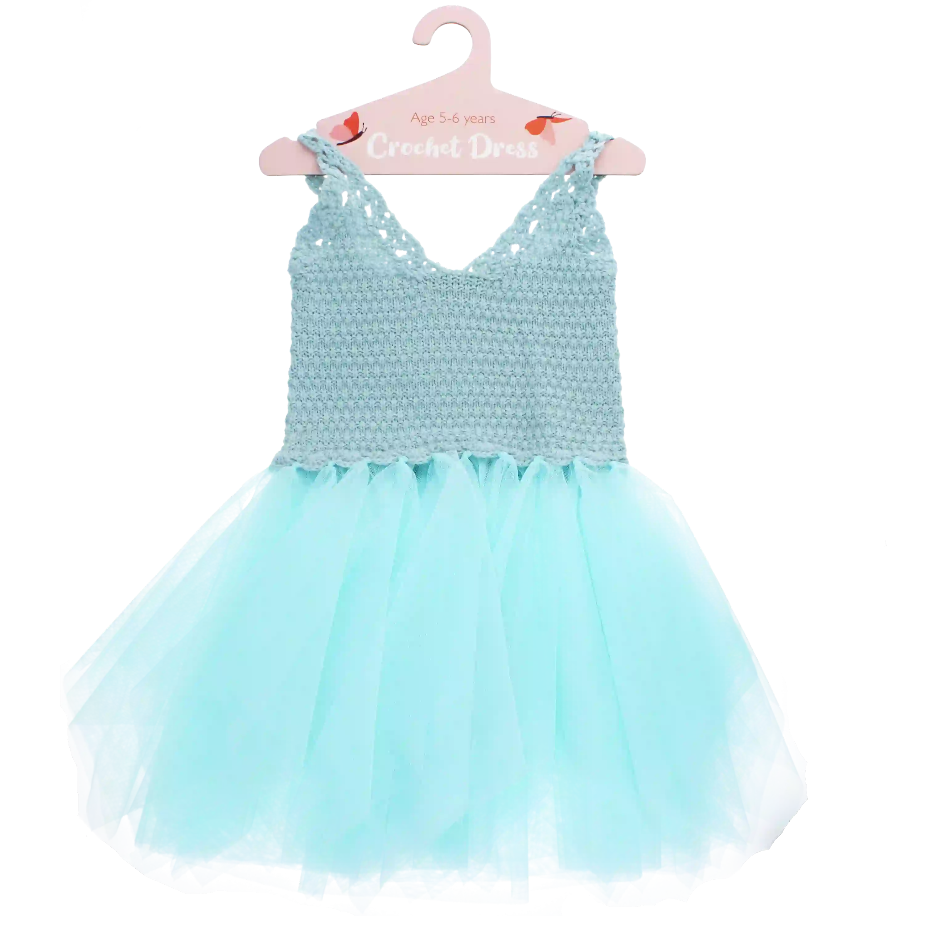 crochet dress (5-6 years) - aqua blue