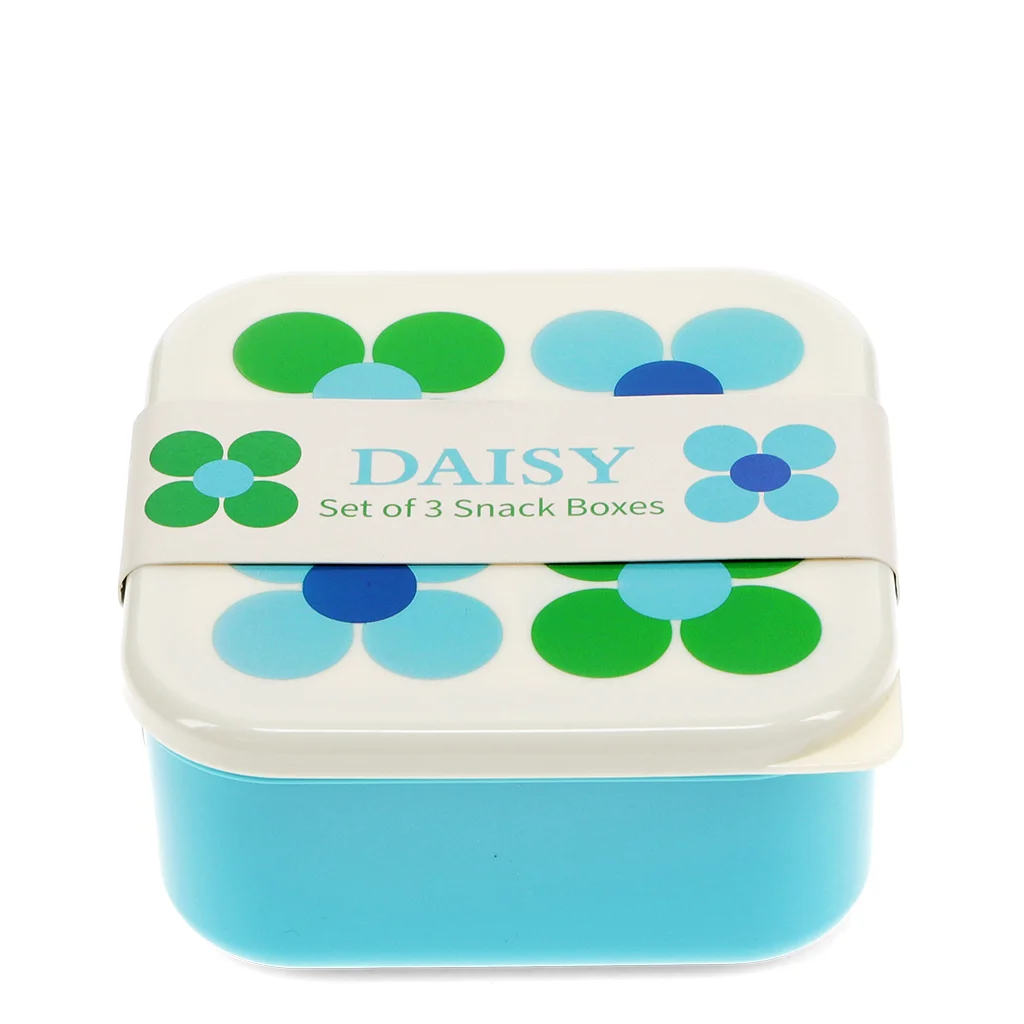 cajas para snacks (set de 3) - blue and green daisy