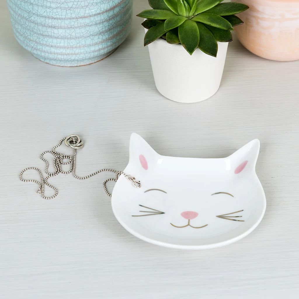 plat chat en porcelaine pour bijoux