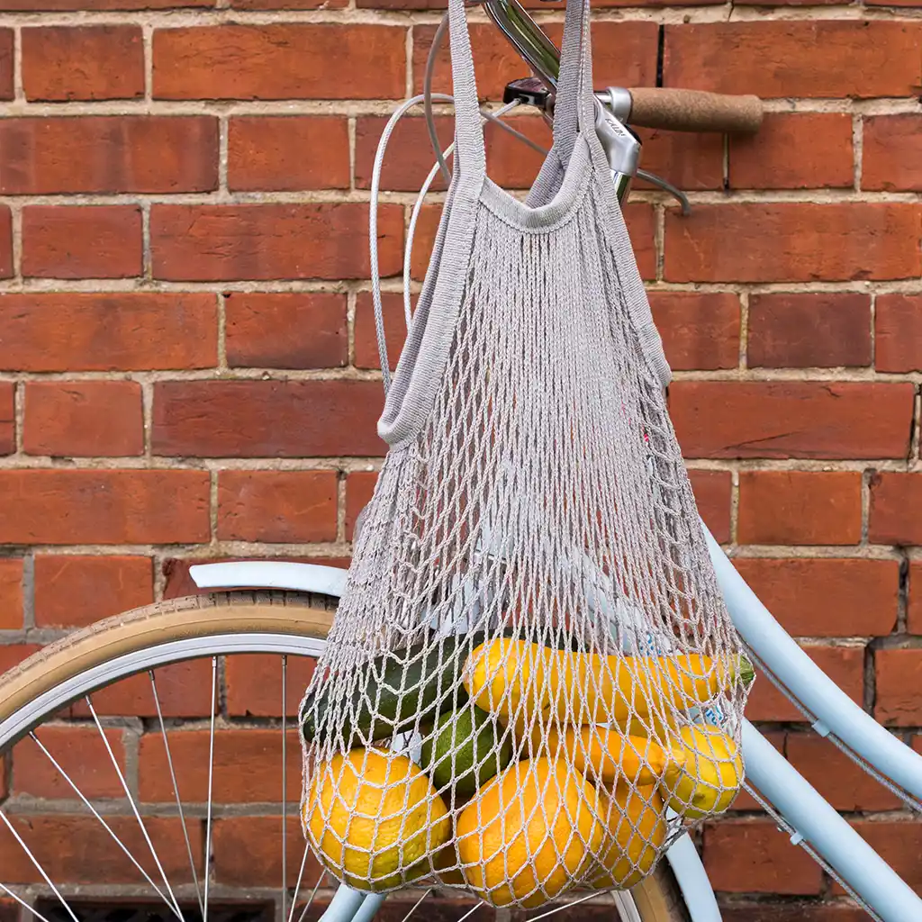 bolsa de malla en gris claro algodón orgánico