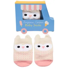 pair of baby socks - pink owl pair of baby socks - pink owl