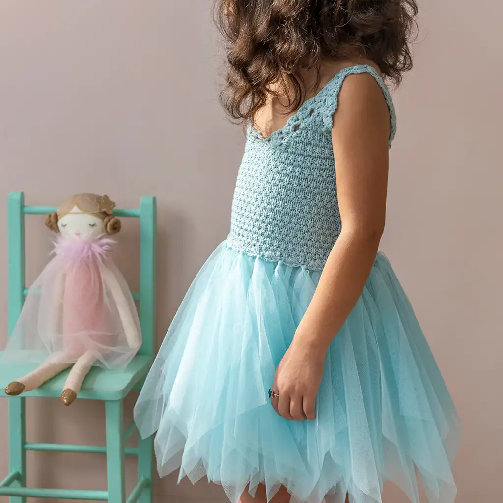 crochet dress (3-4 years) - aqua blue