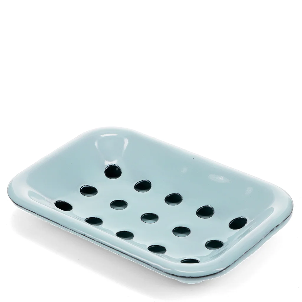 two-part enamel soap dish - blue