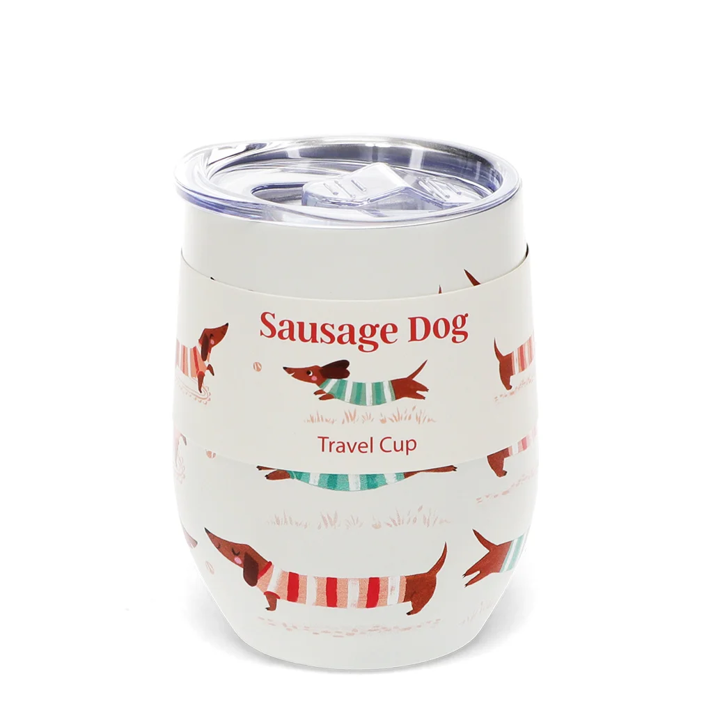 gummierter reisebecher 350ml - sausage dog