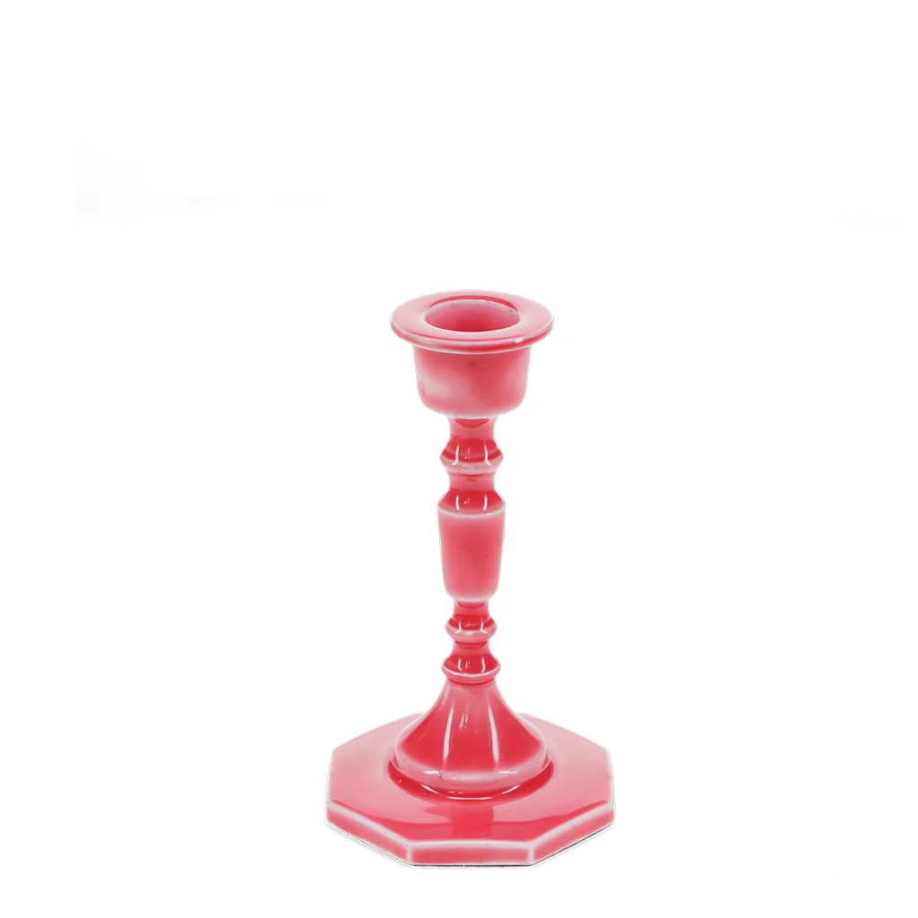 enamel candlestick (13cm) - vibrant pink