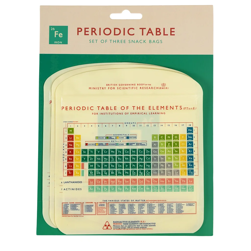 sacs à collation periodic table (ensemble de 3)