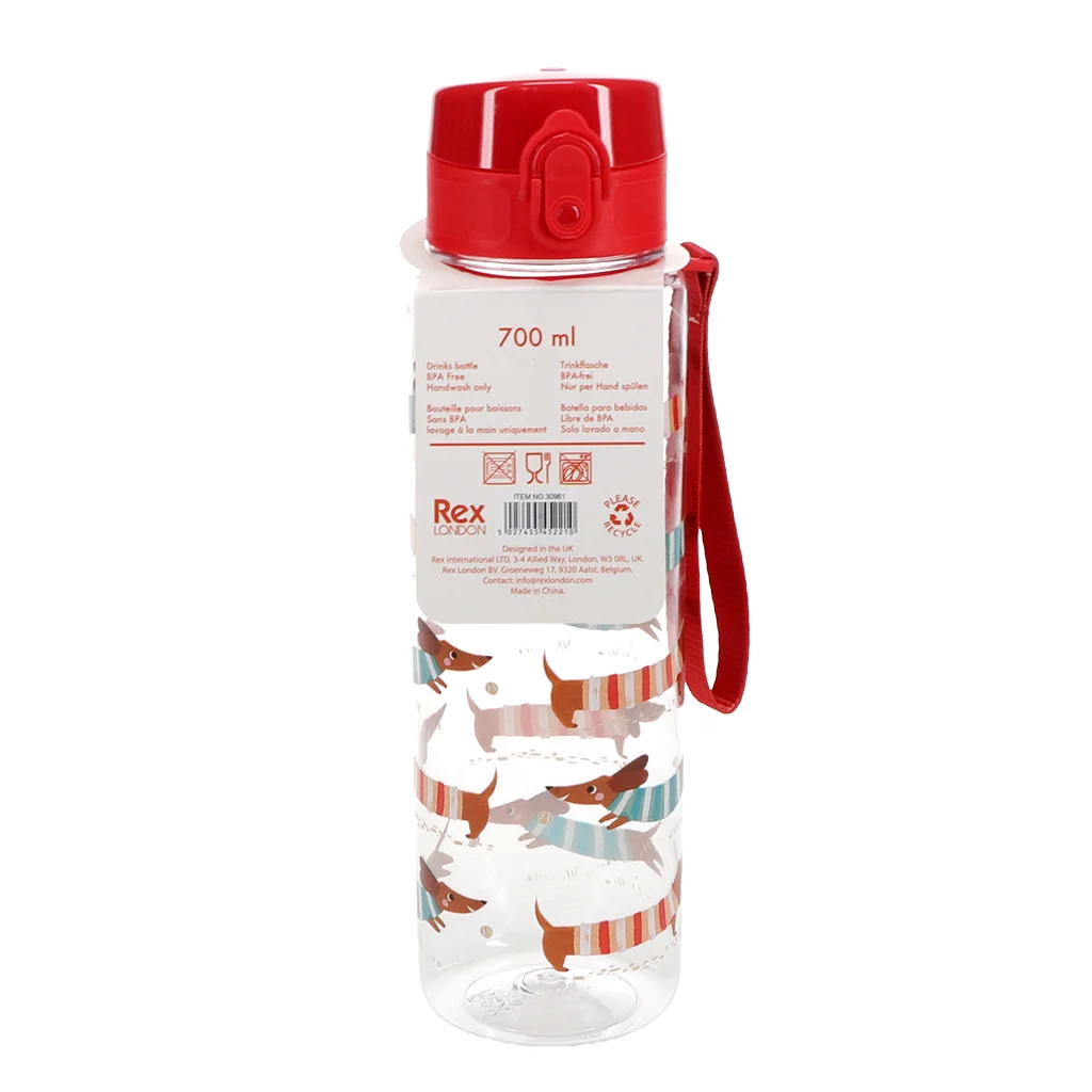 trinkflasche mit druckknopfdeckel 700ml - sausage dog