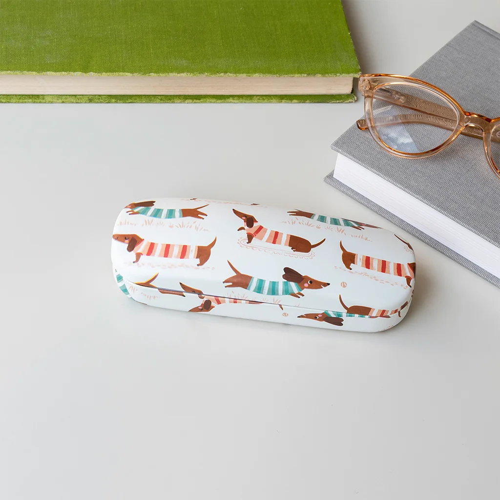 etui à lunettes et chiffon de nettoyage - chien saucisse