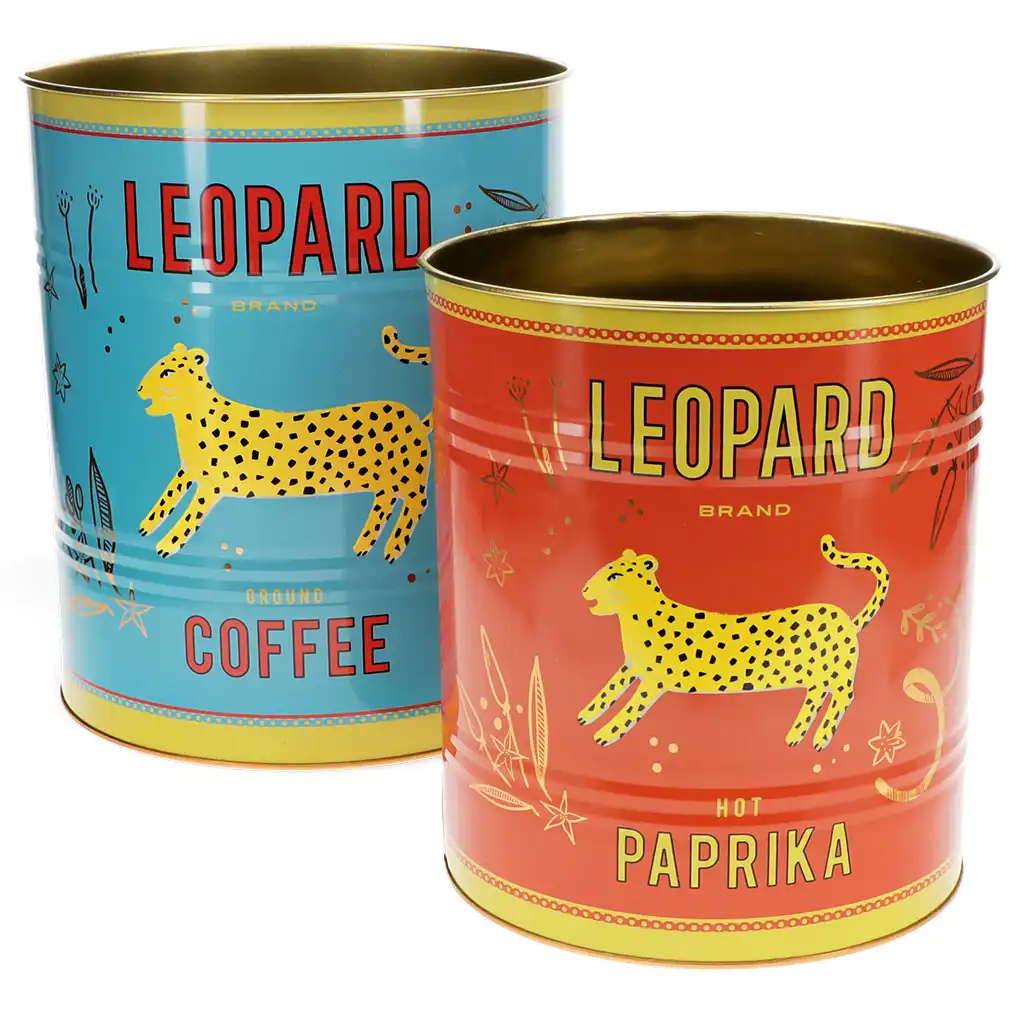 latas de almacenamiento grandes (juego de 2) - leopardo