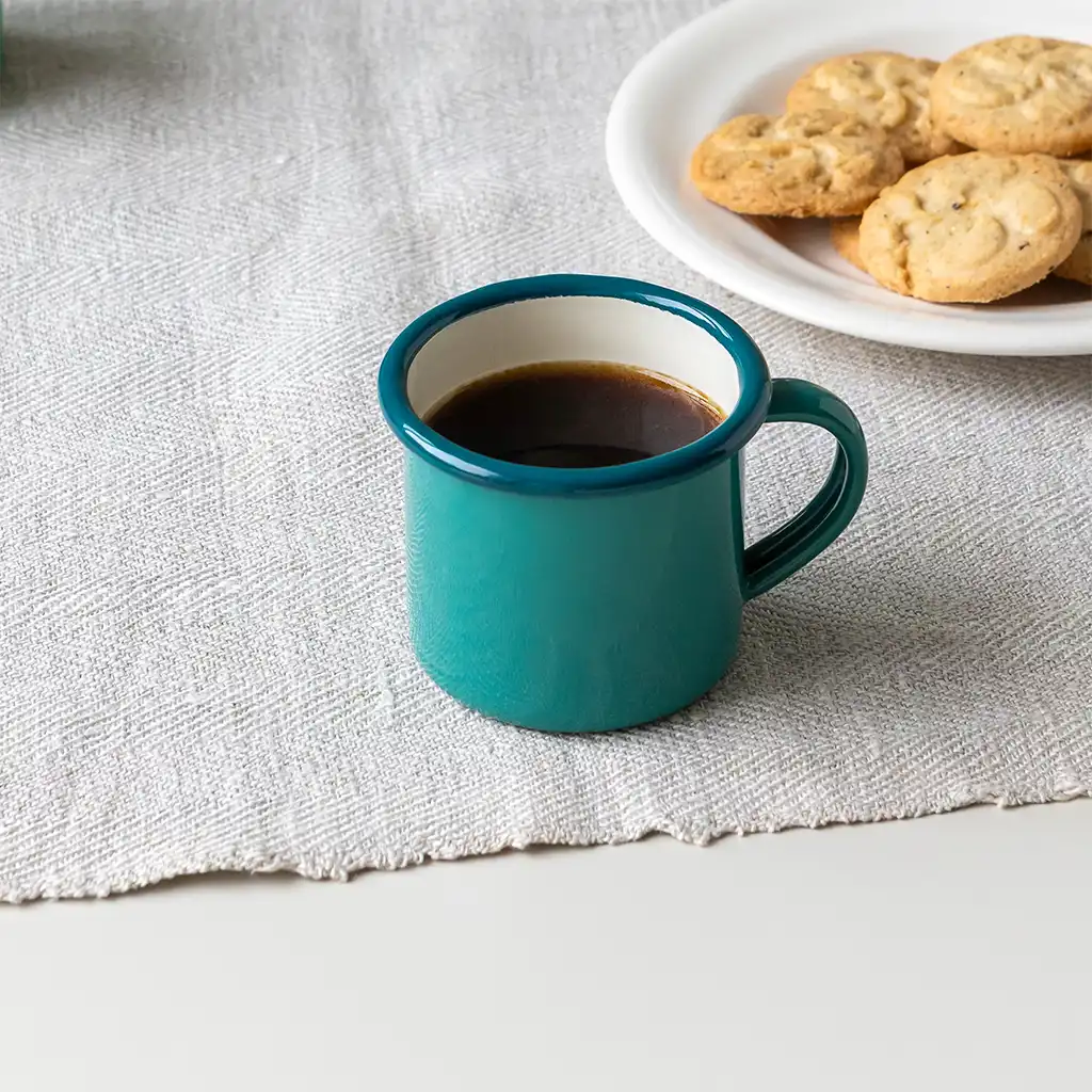 taza de esmalte para espresso 150ml - verde azulado