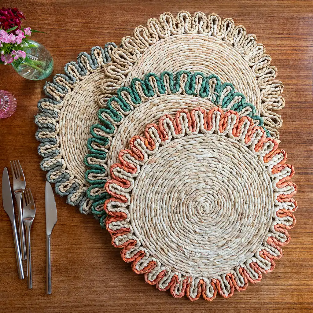 corn husk placemat - orange