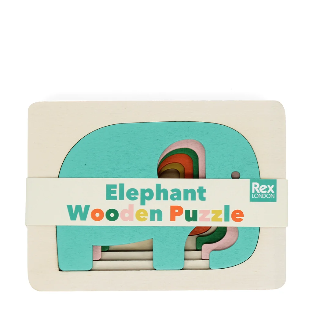 wooden layered puzzle (5 pieces) - elephant