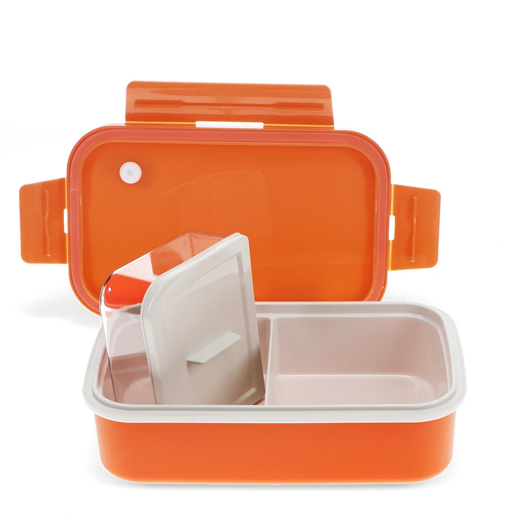 double wall lunch box with divider - orange