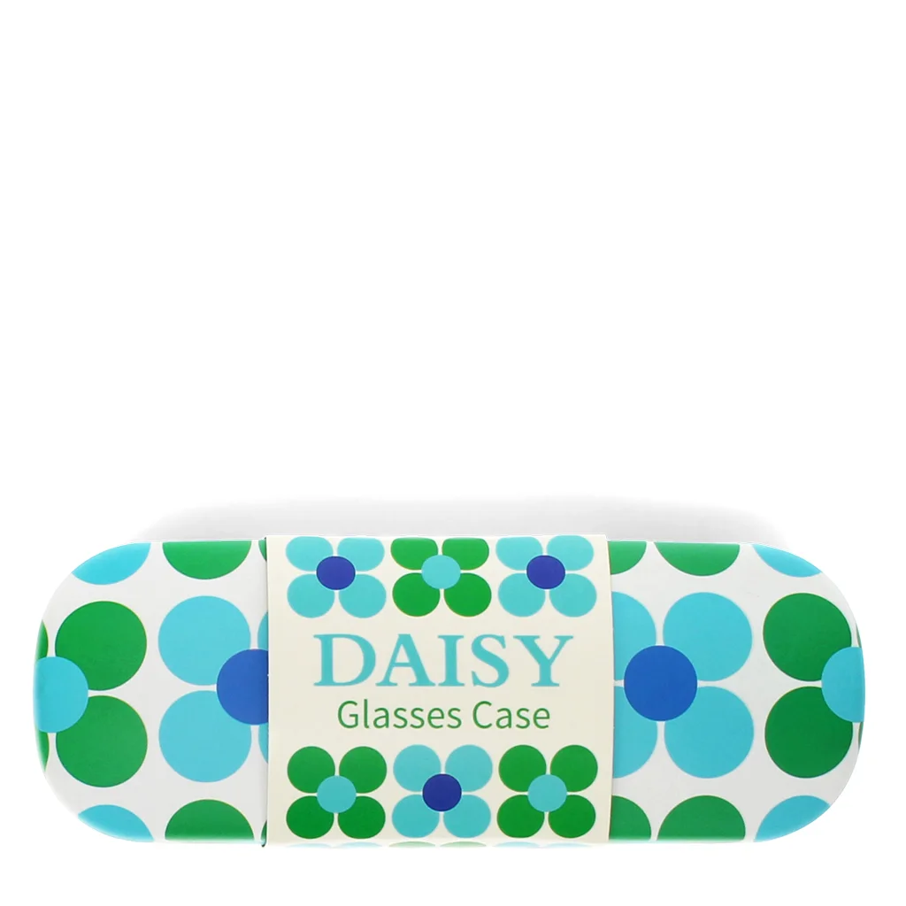 glasses case & cleaning cloth - blue and green daisy