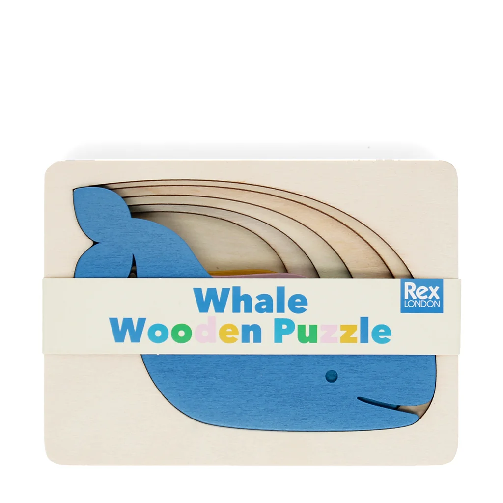 wooden layered puzzle (5 pieces) - whale