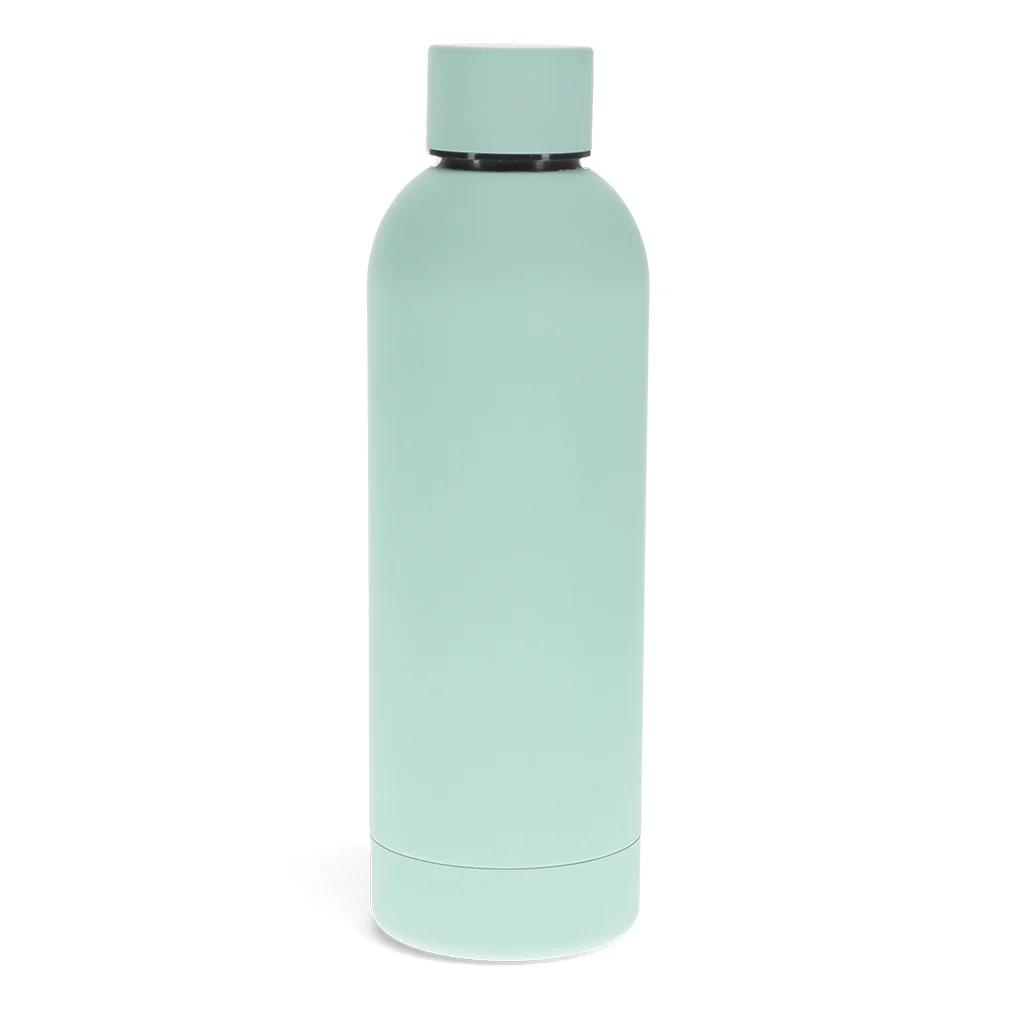 gourde en acier caoutchoutée 500ml - bleu coquille d'oeuf