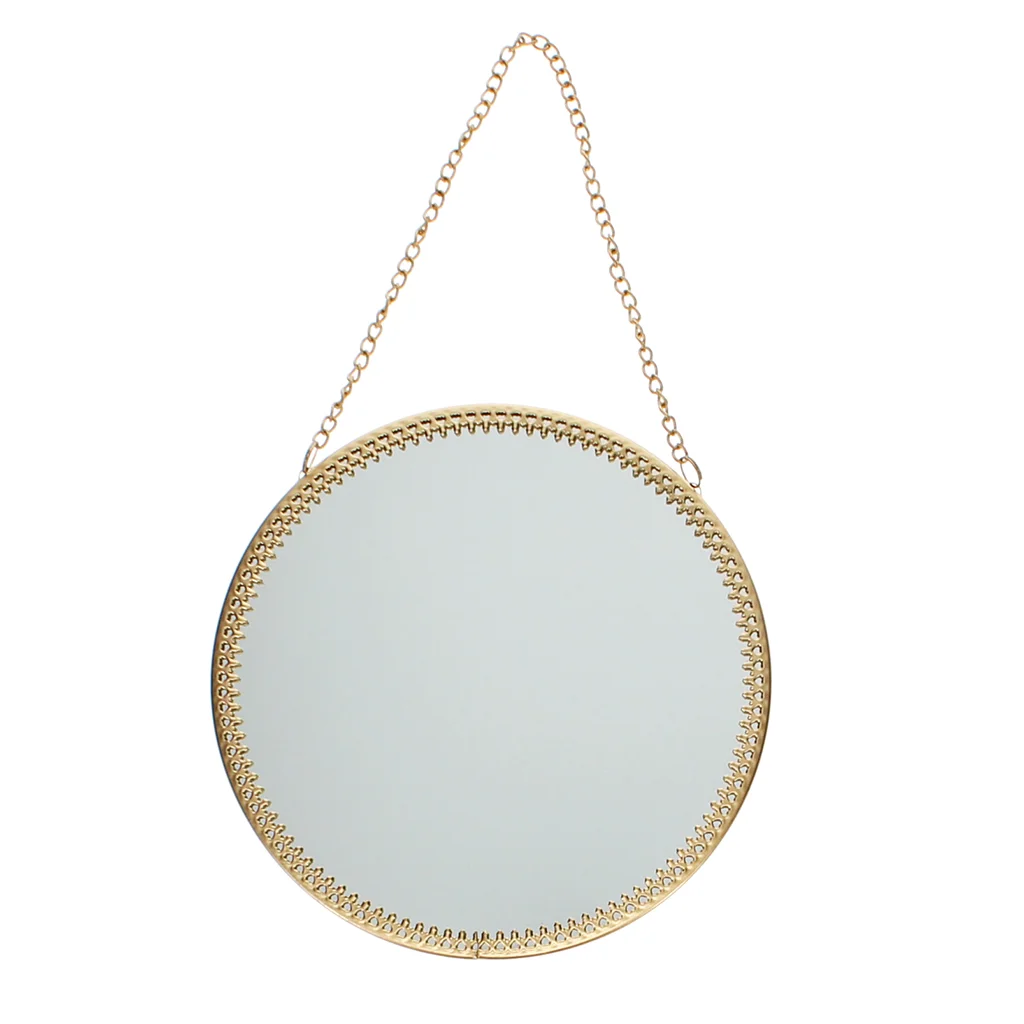 circular hanging mirror (15.5cm) - gold tone