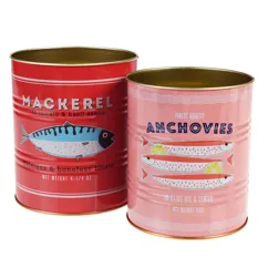 medium retro style storage tins (set of 2) - fish