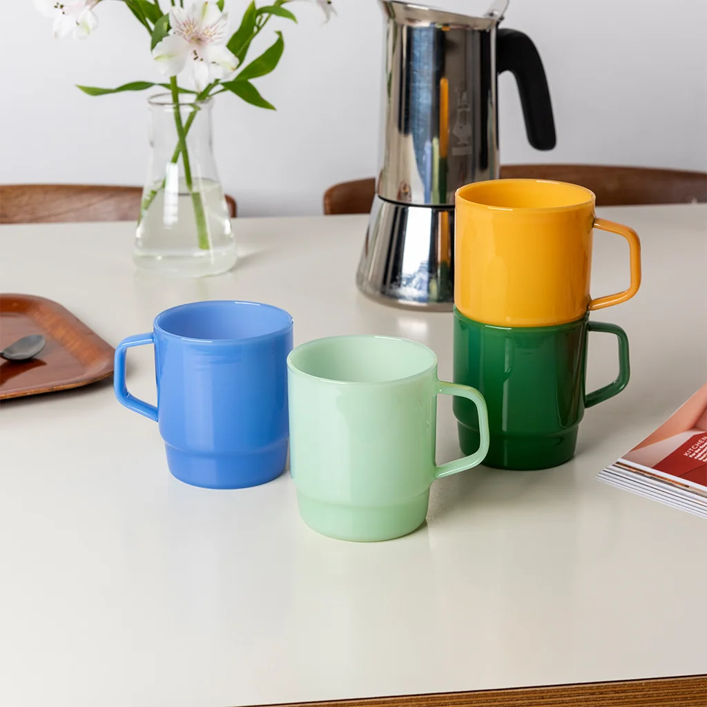 tasse à café empilable en verre 280ml - vert jade