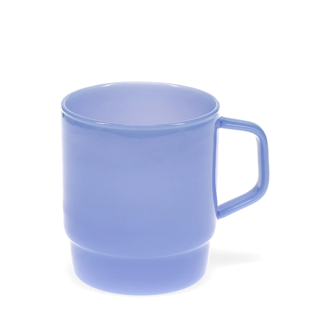 stacking glass coffee cup 280ml - milky blue