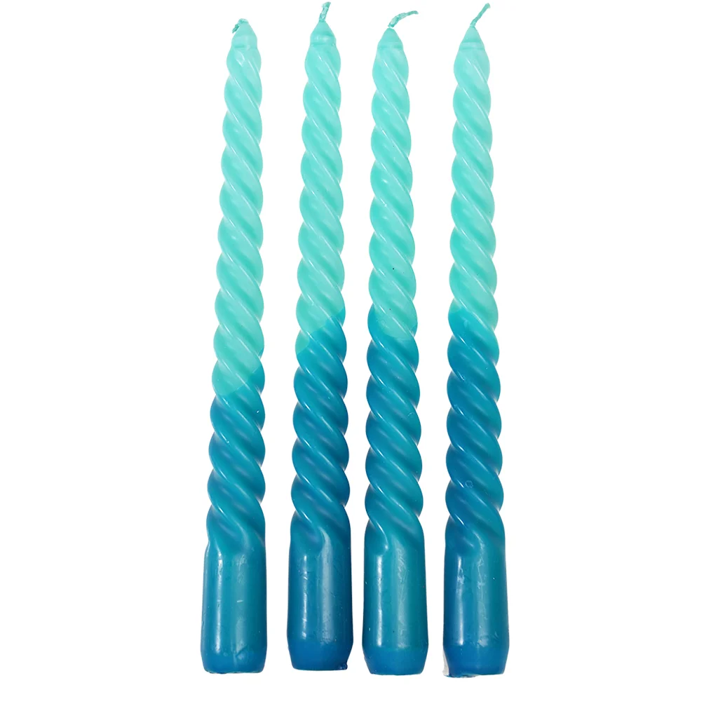 velas espirales dip dye azul claroyoscuro (juego de 4)