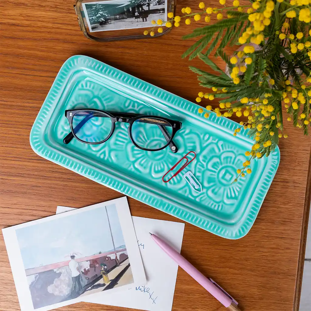 enamel trinket tray - aqua