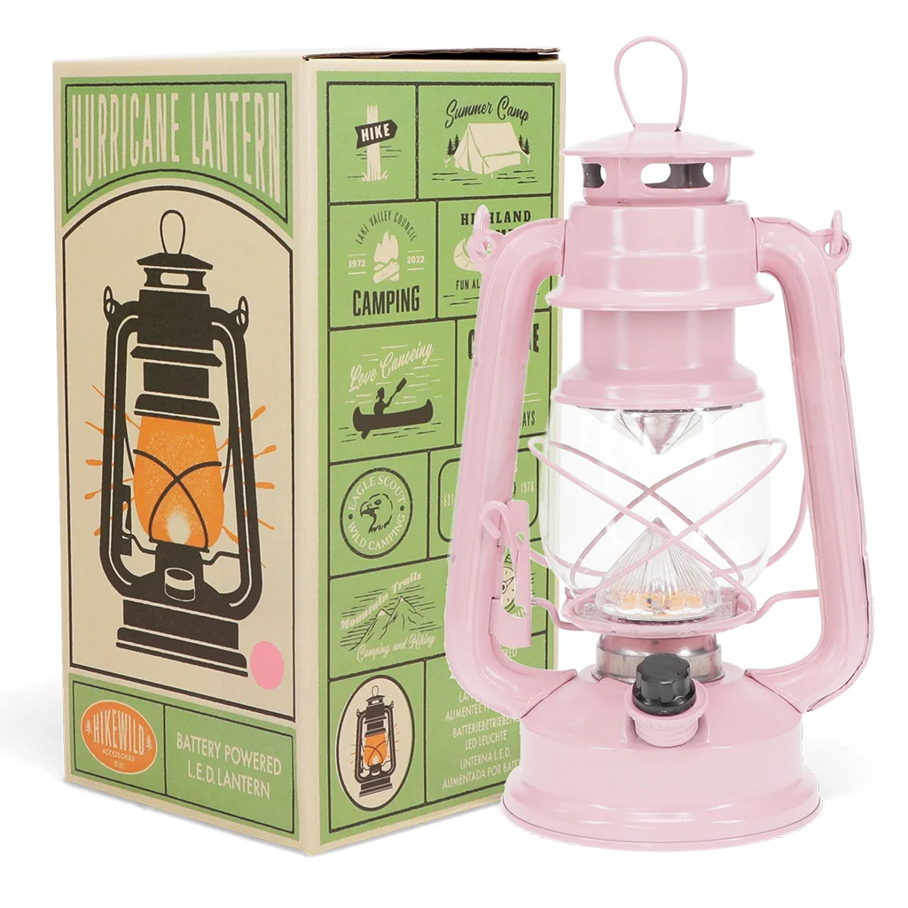 led hurricane lantern - pink