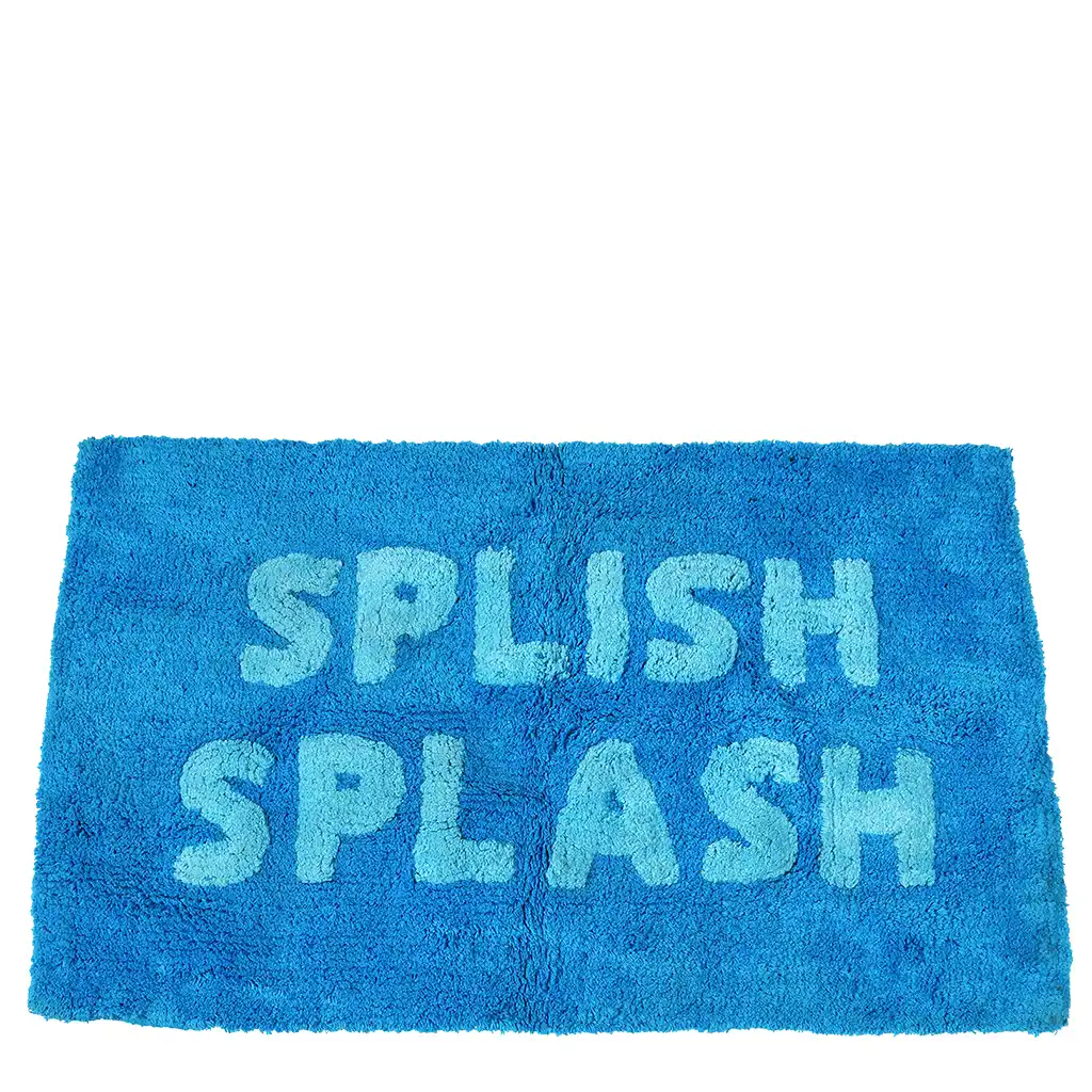 tapis de bain en coton tufté - 'splish splash' bleu