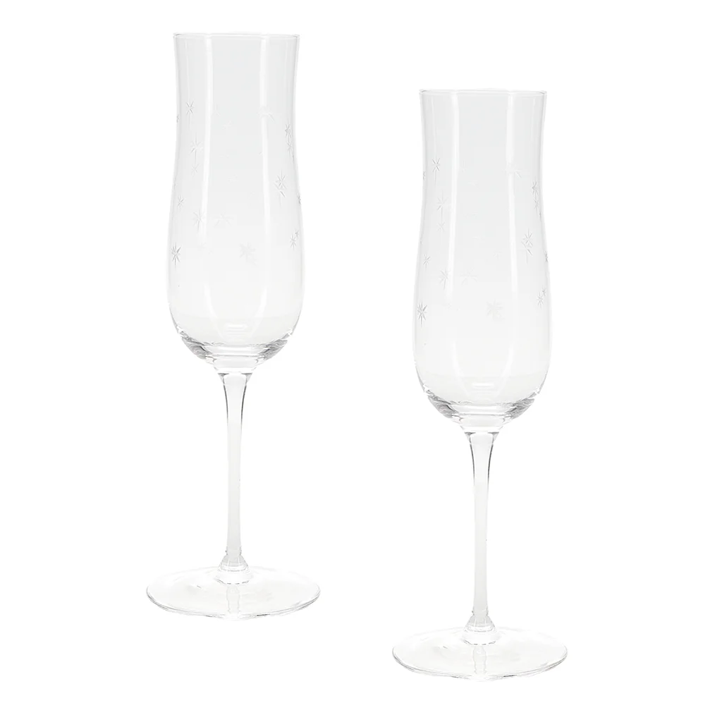 etched star champagne glasses (set of 2) - clear