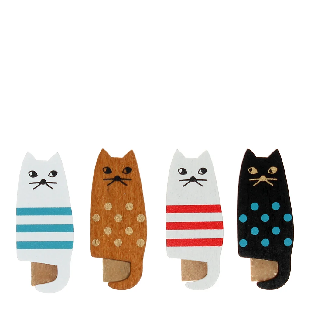 mini pinces en bois (lot de 4) - chats