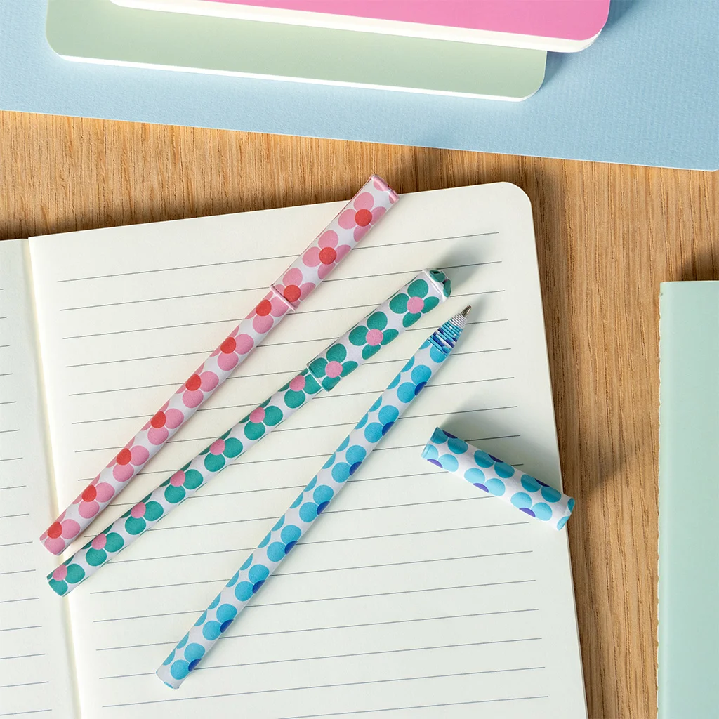 paper ballpoint pens (set of 3) - daisy