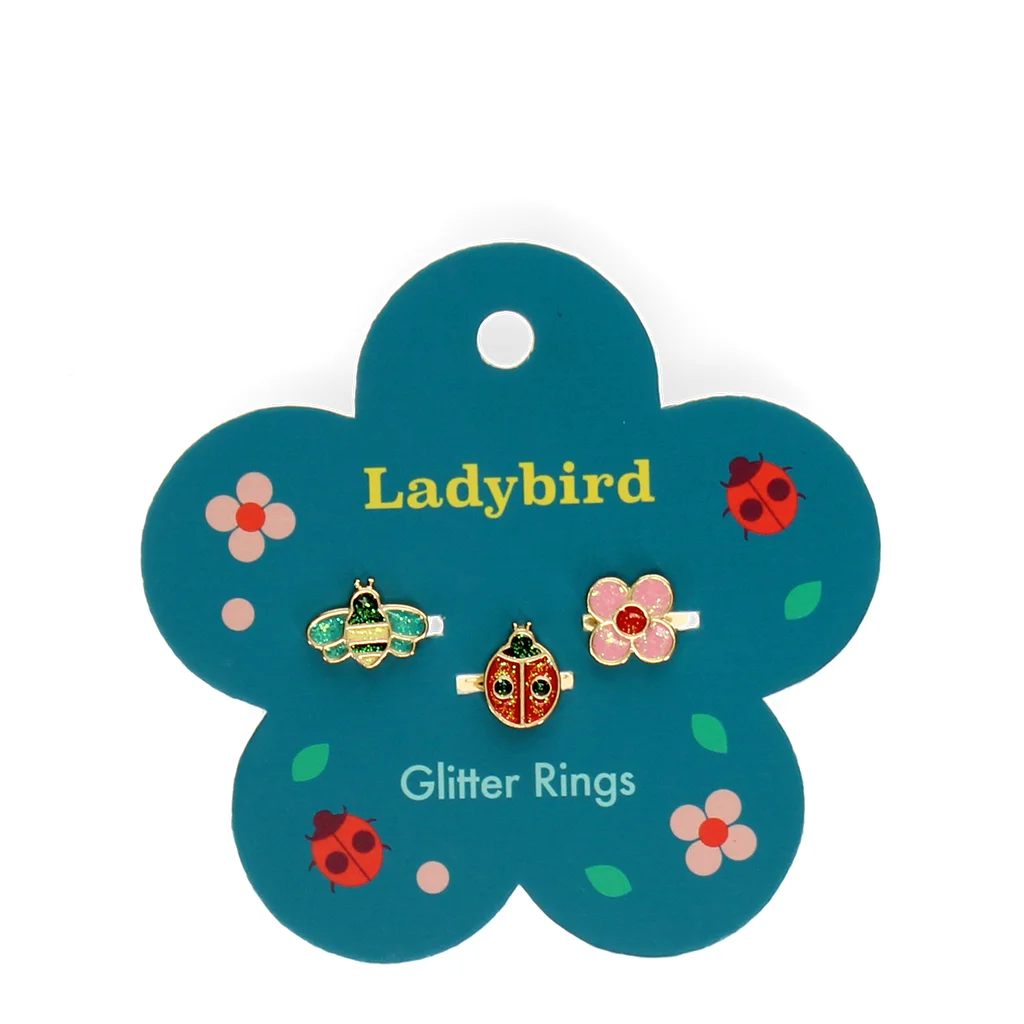 anillos con purpurina (set de 3) - ladybird