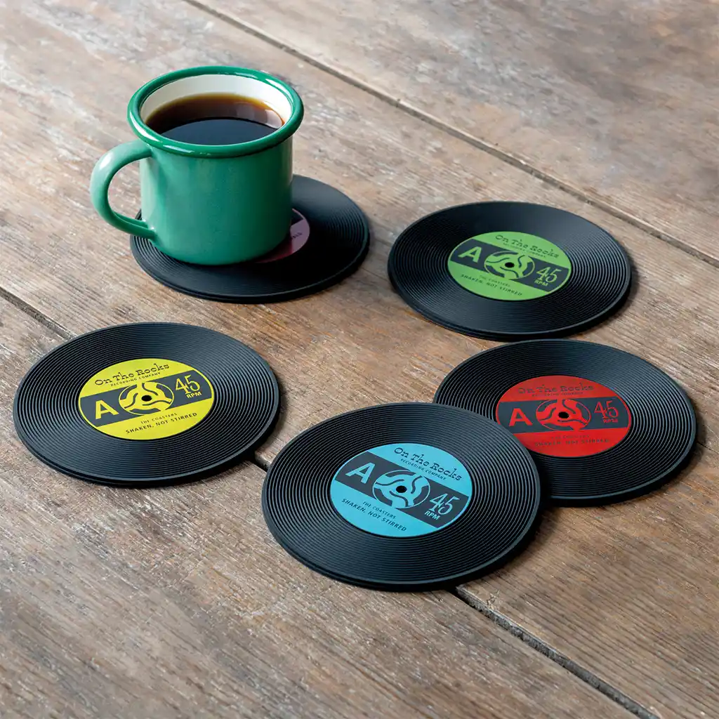 silicone coasters (set of 6) - vinyl record