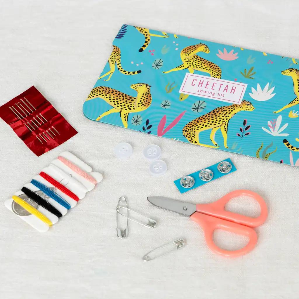 travel sewing kit - cheetah