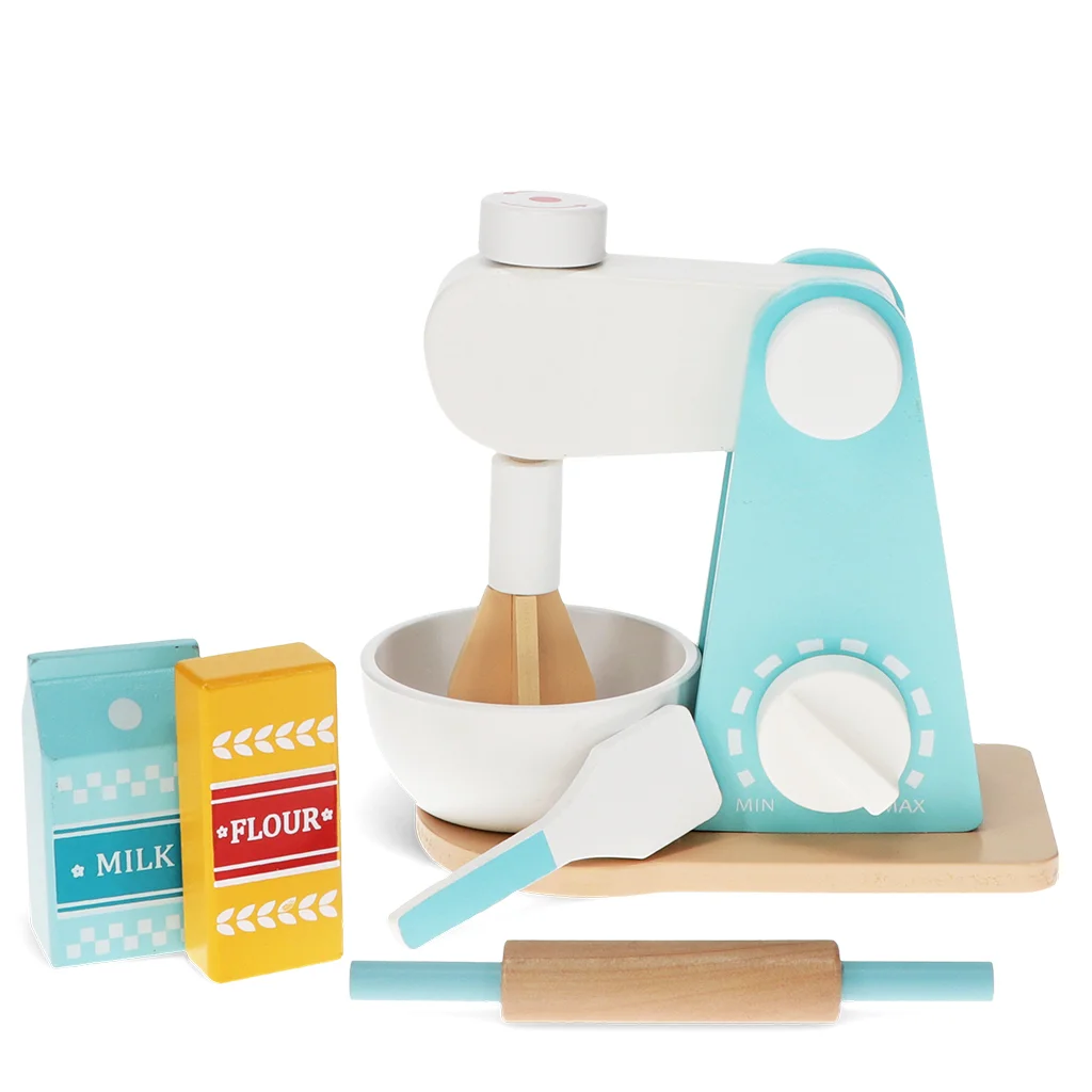 wooden toy food mixer playset