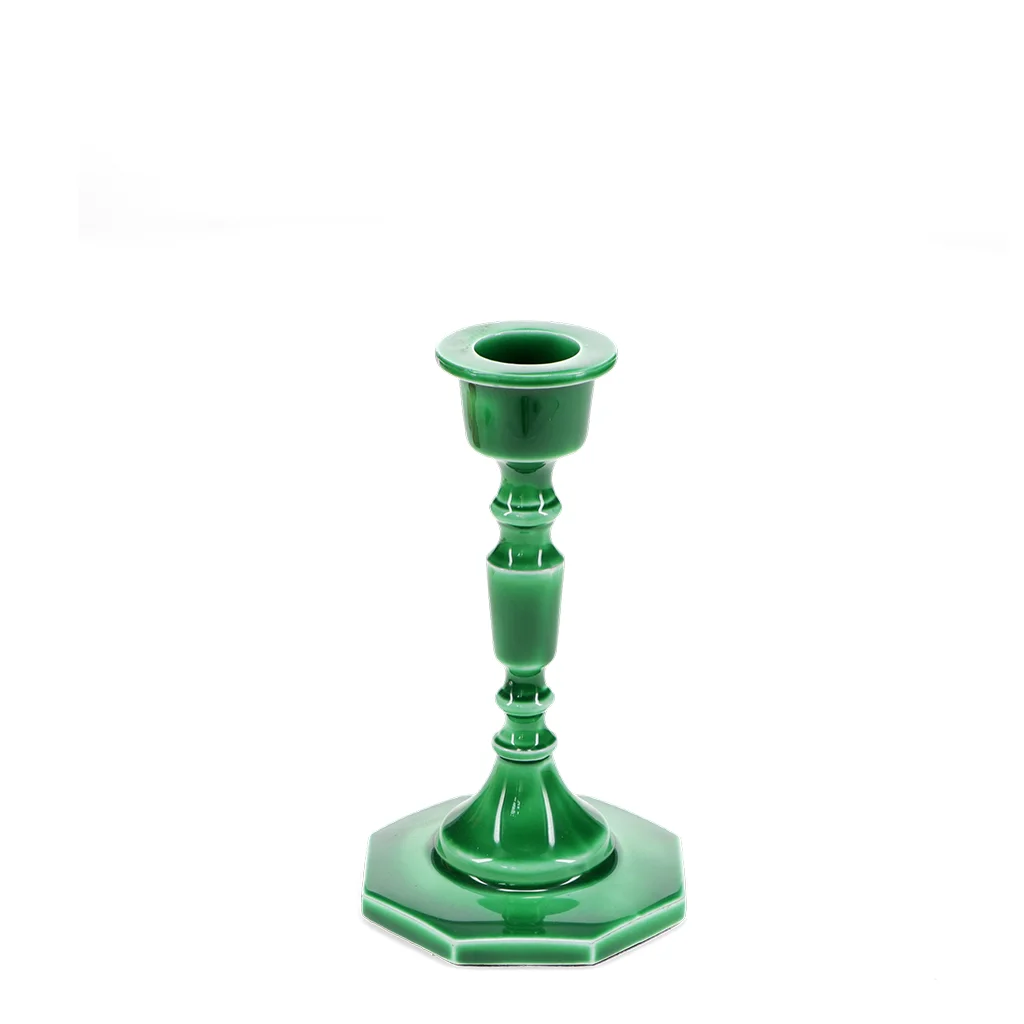 enamel candlestick (13cm) - dark green