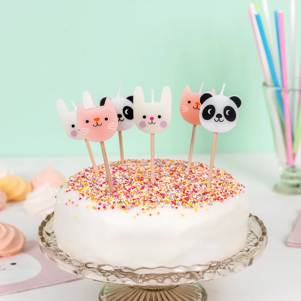 party cake candles (set of 6) - miko and friends