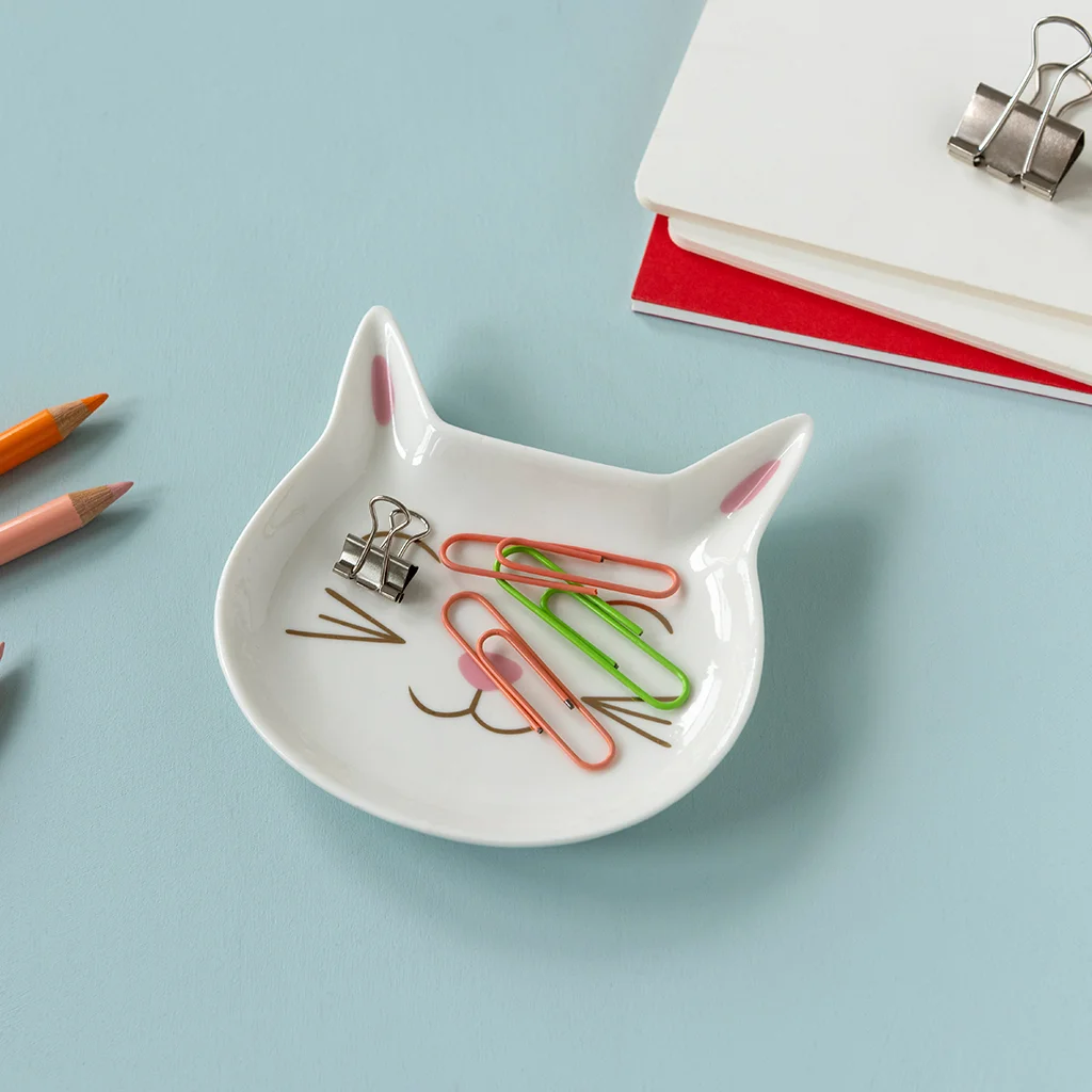 plat chat en porcelaine pour bijoux