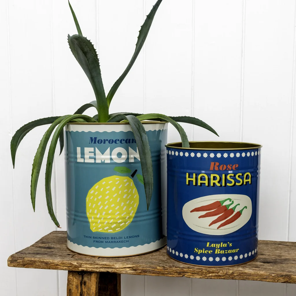 xl storage tins (set of 2) - lemons and harissa