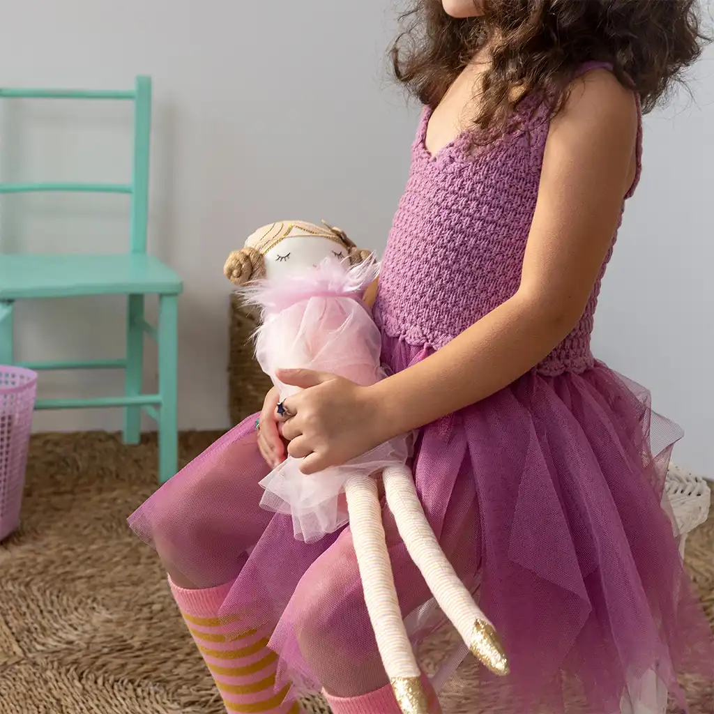 vestido de crochet (3-4 años) - púrpura damasco