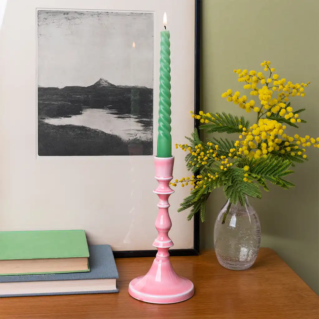 enamel candlestick (19cm) - pink