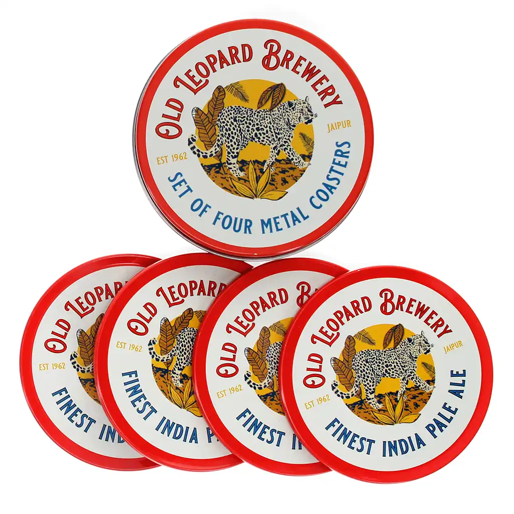 sous-verres en métal - old leopard brewery (lot de 4)